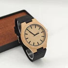 PRX Wood Men’s Quartz Watch Natural Wood Case Brown Dial Leather Strap 40mm