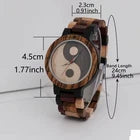 Philosopher Yin Yang Men’s Quartz Watch Vintage Chinese Design Wooden Strap