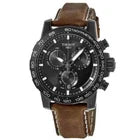 Tissot Supersport Chrono Black Dial Brown Leather Mens Watch T1256173605101