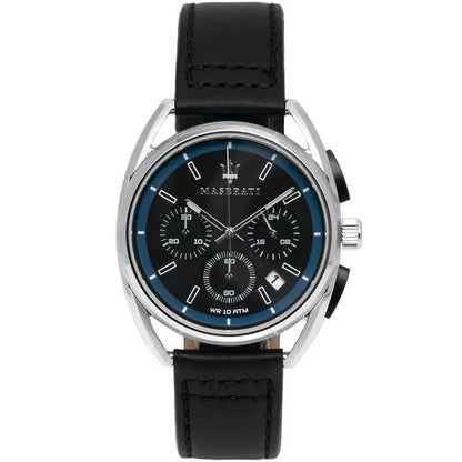 Maserati Trimarano Mens R8871632001 Analog Quartz Watch Black Leather Strap 42mm