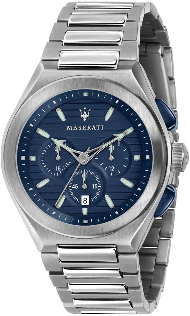 Maserati Men's Triconic R8873639001 Quartz Steel Silver Bracelet 43mm Blue Dial