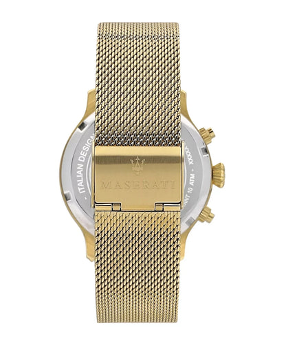 Maserati Epoca R8873618007 Men's Analog Quartz Black Dial Gold-Plated 42mm Watch