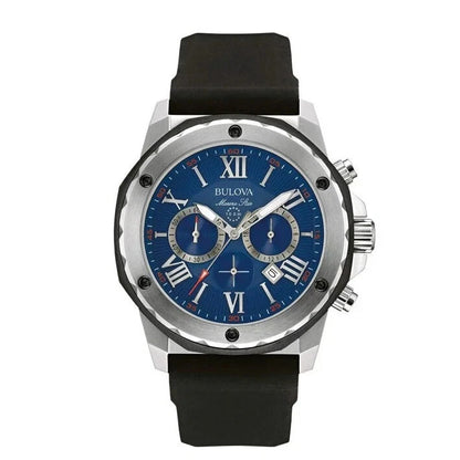 Bulova Men's 98B258 Sport Blue Dial Chronograph Quartz Watch Steel 44mm Dial