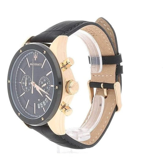 Maserati Circuito Analog Men's Leather Strap Watch R8871627001 Black Dial 44mm