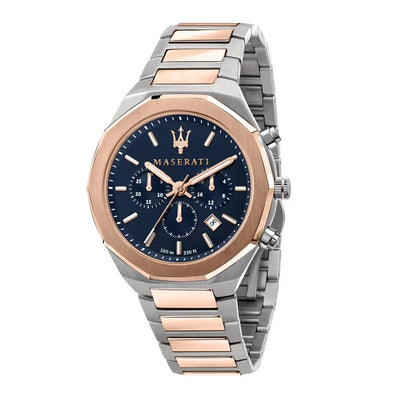 Maserati Stile Chronograph Men's R8873642002 Quartz Steel Watch Blue Dial 45mm