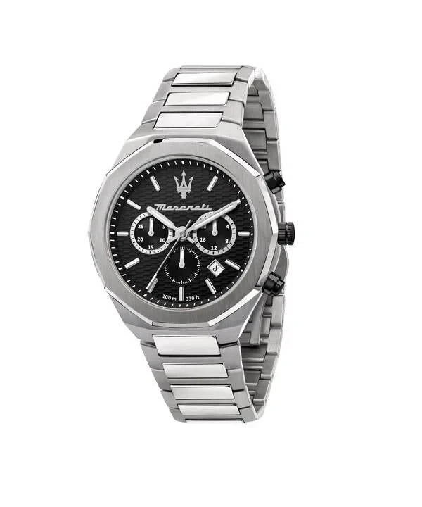 Maserati Stile Men's R8873642004 Quartz Steel Watch Black Dial Silver Strap 45mm