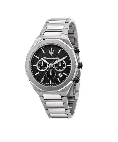 Maserati Stile Men's R8873642004 Quartz Steel Watch Black Dial Silver Strap 45mm