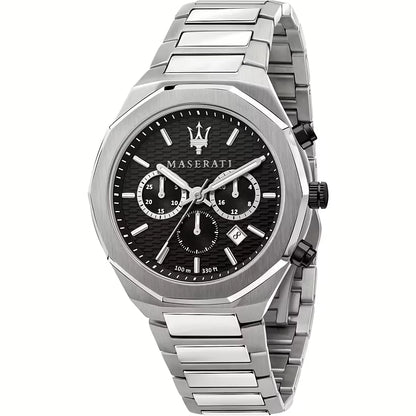 Maserati Stile Men's R8873642004 Quartz Steel Watch Black Dial Silver Strap 45mm
