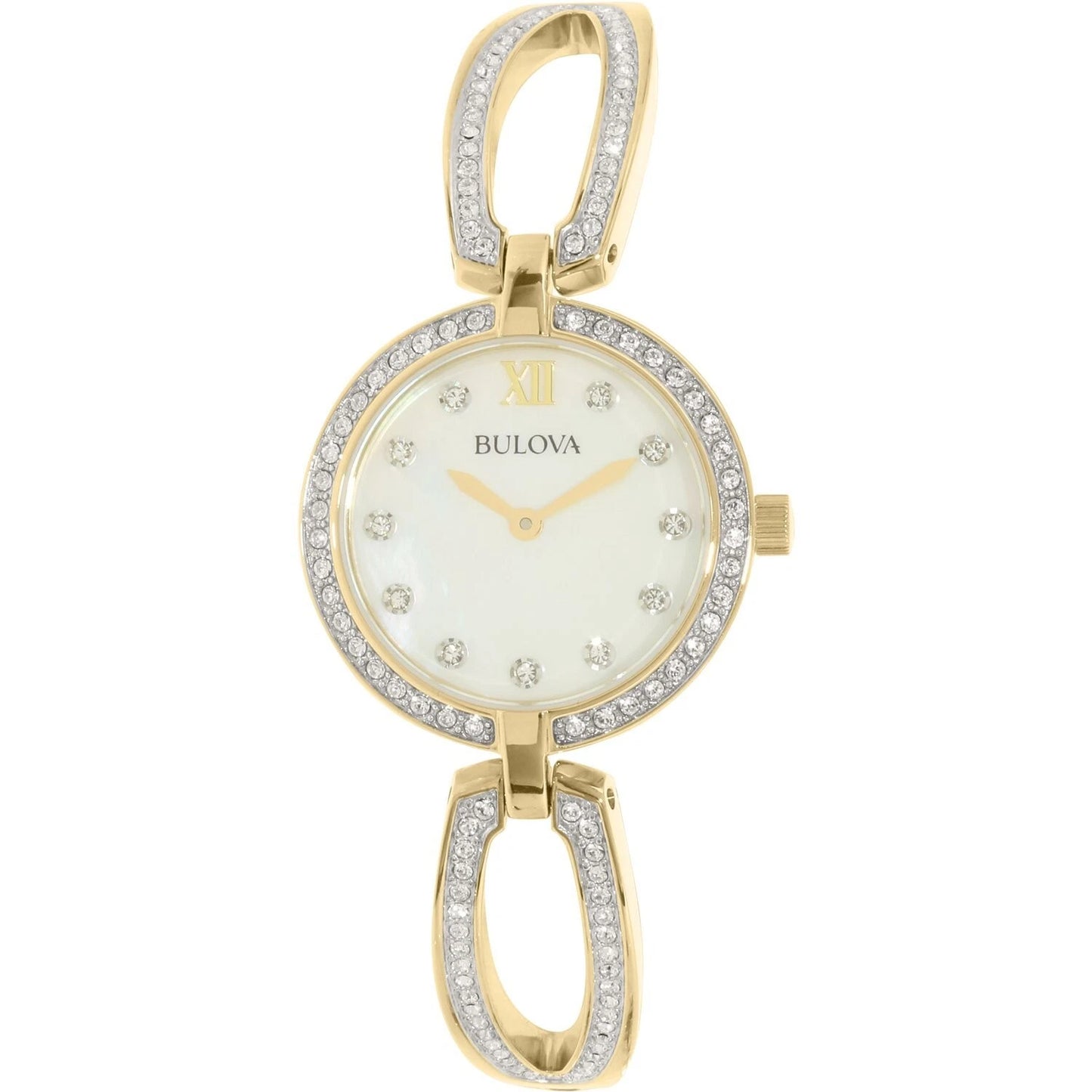 Bulova Women's 98L225 Crystal Gold Stainless Steel Quartz Watch 26mm Dial