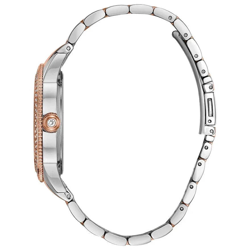 Bulova Women's Crystal Collection Silver Dial Two Tone Steel Strap Watch 98N101