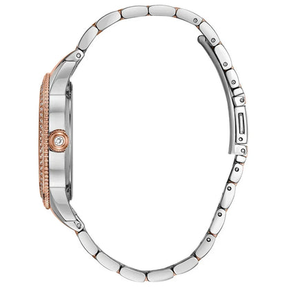 Bulova Women's Crystal Collection Silver Dial Two Tone Steel Strap Watch 98N101