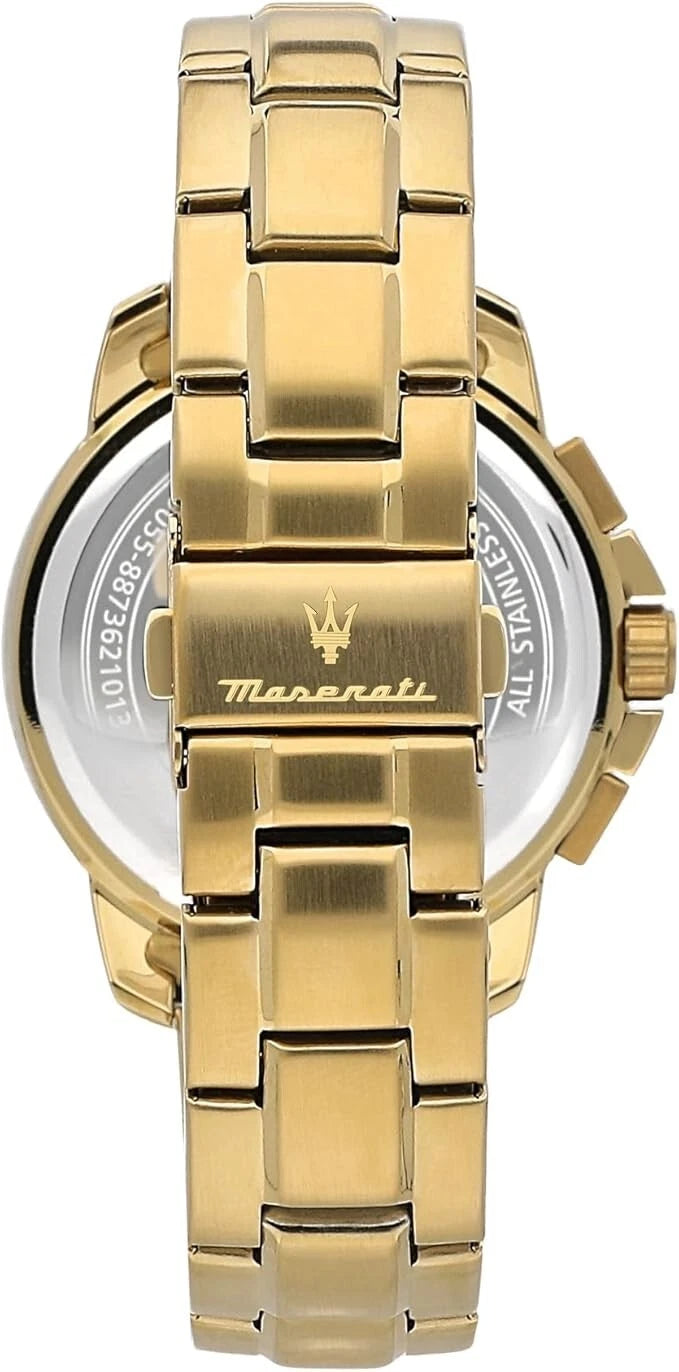 Maserati Successo Mens Analog Quartz Watch R8873621013 Gold Stainless Steel 44mm