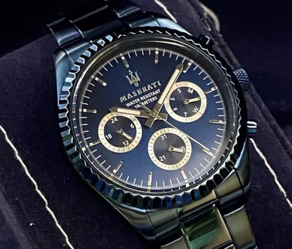 Maserati Blue Edition Men Analogue R8853100025 Quartz Steel Watch Blue Dial 43mm