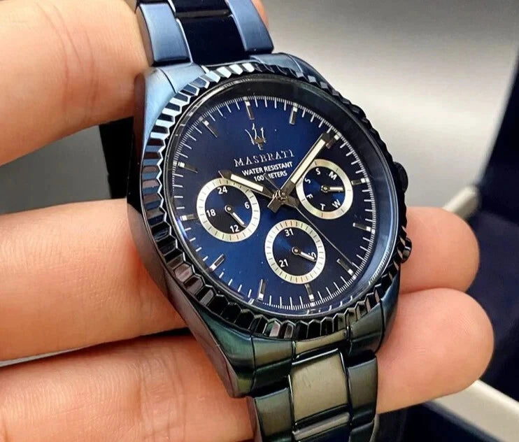 Maserati Blue Edition Men Analogue R8853100025 Quartz Steel Watch Blue Dial 43mm