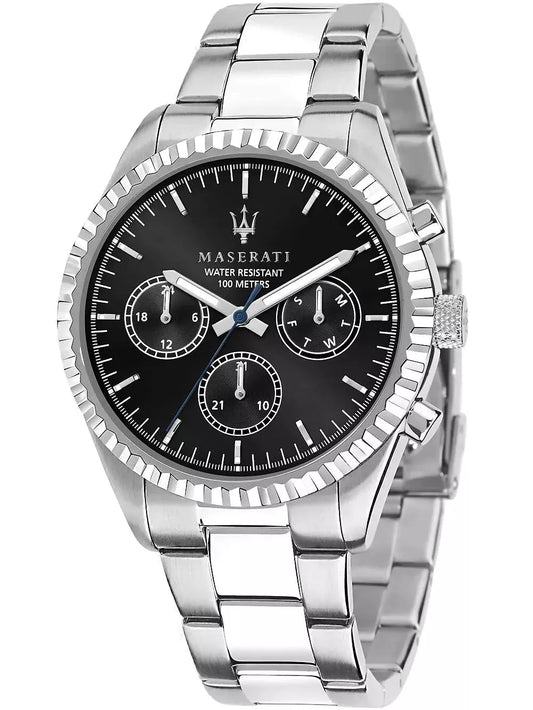 Maserati Competizione Men's R8853100023 Quartz Steel Watch Black Dial 43mm