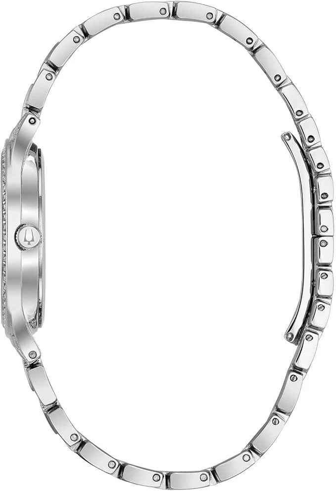Bulova Women's Crystal Pave 3-Hand Quartz Slim Case Watch 96L243 Steel 32mm Dial