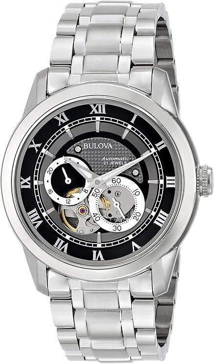 Bulova Men's 96A119 "BVA" Automatic Stainless Steel Watch Black Dial 42mm