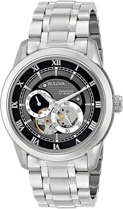Bulova Men's 96A119 "BVA" Automatic Stainless Steel Watch Black Dial 42mm