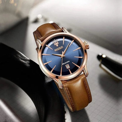 Maserati Epoca R8851118001 Blue Dial Brown Leather Quartz Men's Watch Steel 42mm