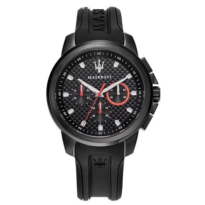 Maserati Men's Sfida R8851123007 Quartz Chronograph Black Silicone Watch 44mm