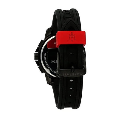 Maserati Men's Sfida R8851123007 Quartz Chronograph Black Silicone Watch 44mm