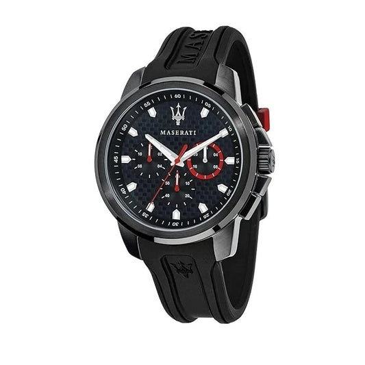 Maserati Men's Sfida R8851123007 Quartz Chronograph Black Silicone Watch 44mm