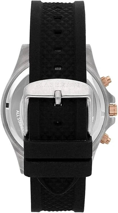 Maserati Sfida Analog Black Dial Men's Silicone Watch R8871640002 Quartz 44mm