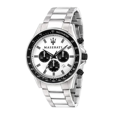 Maserati Men's R8873640003 Stainless Steel Analog White Dial Quartz Watch 44mm