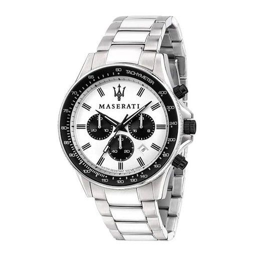 Maserati Men's R8873640003 Stainless Steel Analog White Dial Quartz Watch 44mm