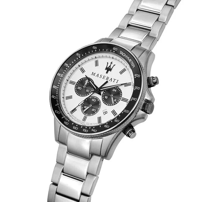 Maserati Men's R8873640003 Stainless Steel Analog White Dial Quartz Watch 44mm