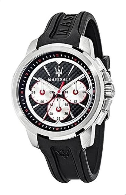 Maserati Sfida Chronograph Quartz R8851123001 Black Silicone Strap Men's Watch