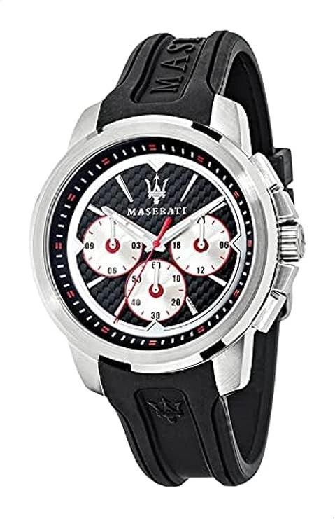 Maserati Sfida Chronograph Quartz R8851123001 Black Silicone Strap Men's Watch