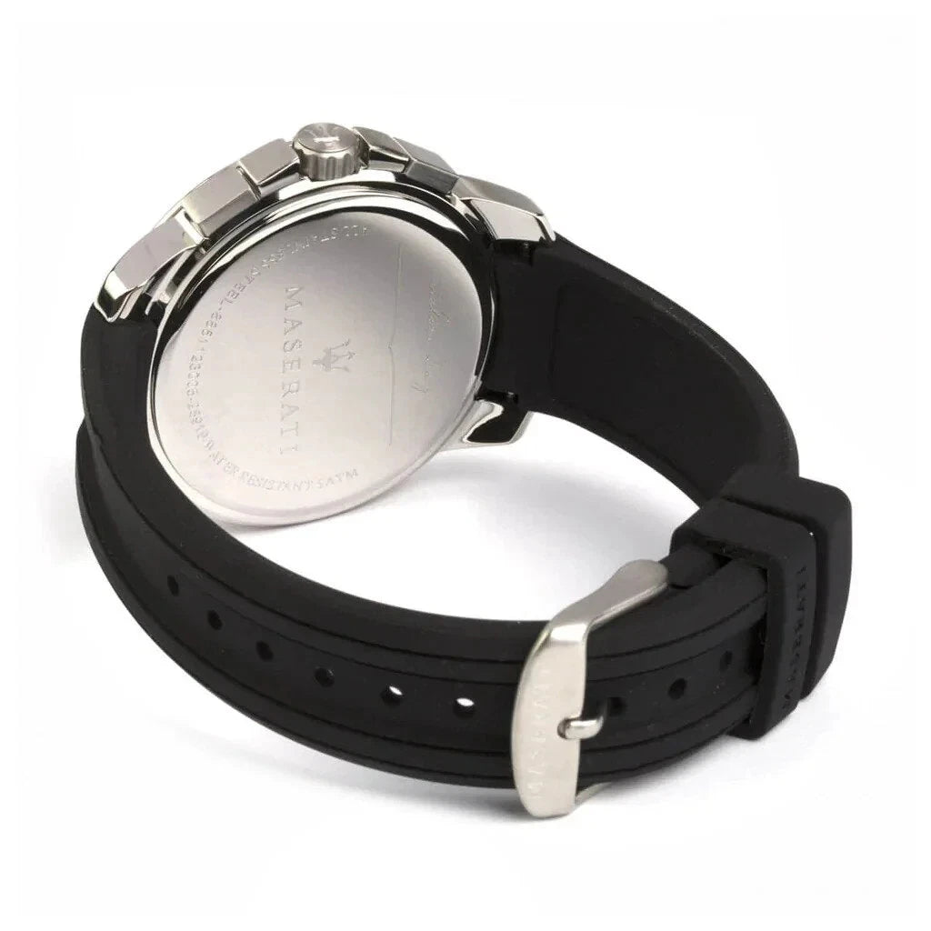 Maserati Sfida Chronograph Quartz R8851123001 Black Silicone Strap Men's Watch