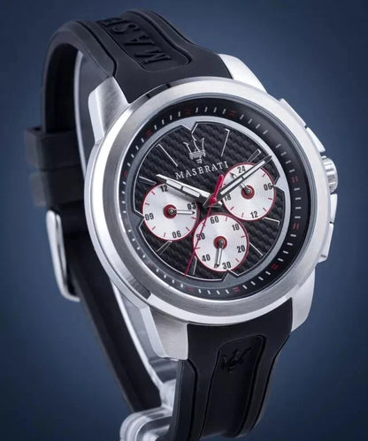 Maserati Sfida Chronograph Quartz R8851123001 Black Silicone Strap Men's Watch