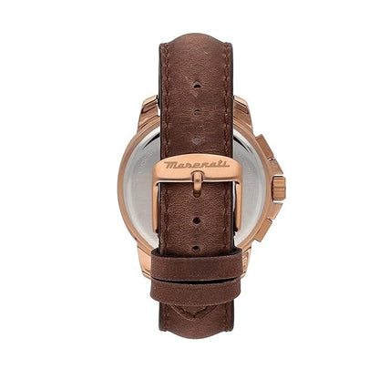 Maserati Successo Men's R8871621004 Quartz Steel Watch Brown Dial Leather 44mm
