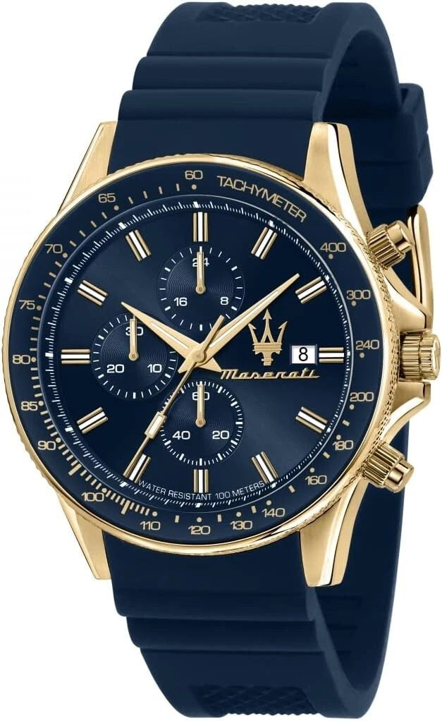 Maserati Sfida Men's Chronograph Quartz Watch R8871640004 Silicone Band 44mm