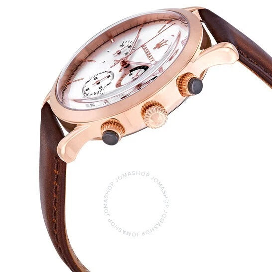 Maserati Ricordo Men's R8871633002 Chronograph Silver Dial Watch Leather Strap