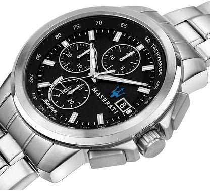Maserati Men's Successo Solar R8873645003 Quartz Black Stainless Steel 44mm Dial