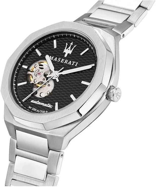 Maserati Stile Automatic Men's Watch R8823142002 Black Dial Silver Steel 42mm