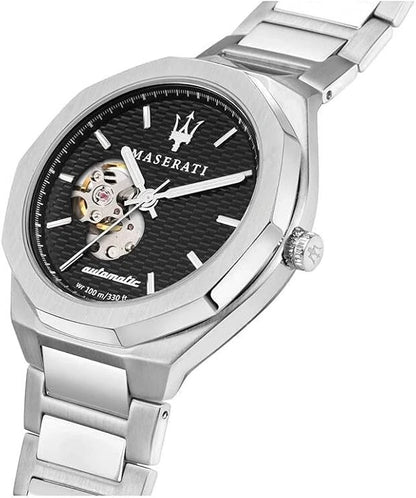 Maserati Stile Automatic Men's Watch R8823142002 Black Dial Silver Steel 42mm