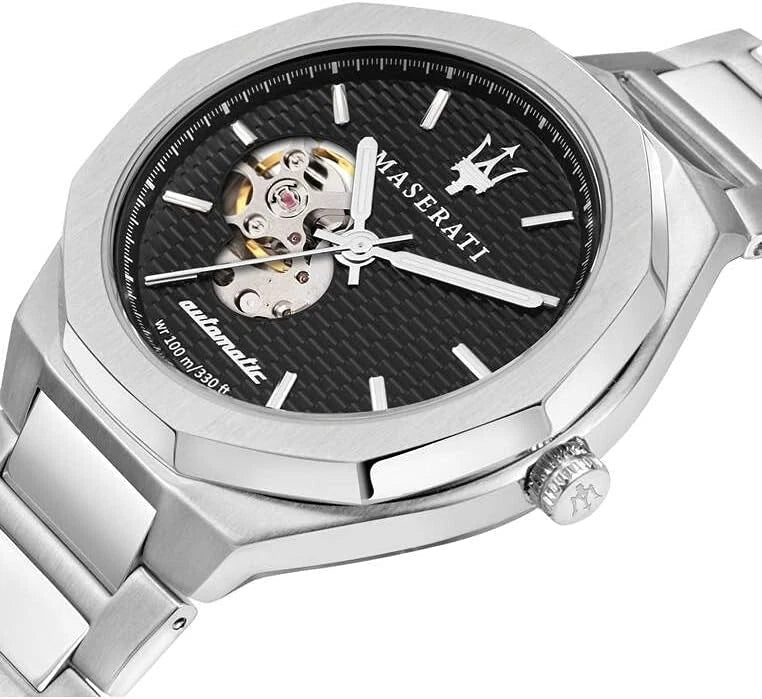 Maserati Stile Automatic Men's Watch R8823142002 Black Dial Silver Steel 42mm