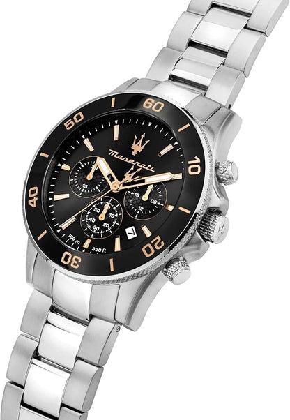 Maserati Successo Men's R8871621010 Chronograph White Dial Silicone Strap 45mm