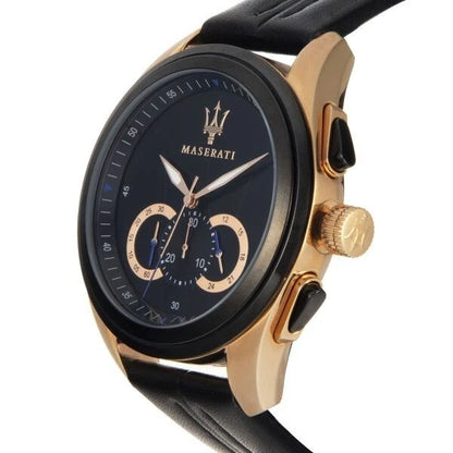 Maserati Traguardo Men's Quartz Chronograph Watch R8871612025 45mm Black Dial