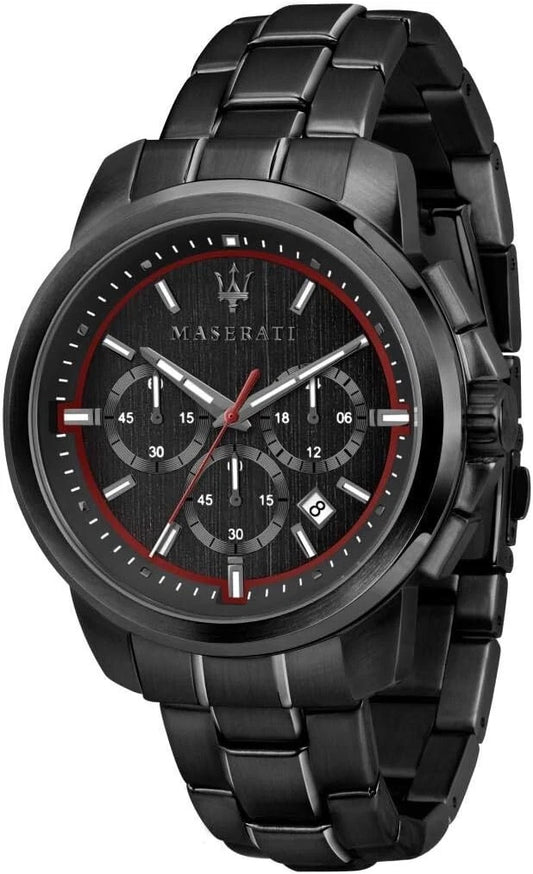 Maserati Successo Men's Chronograph Watch R8873621014 Black PVD Steel 44mm Dial