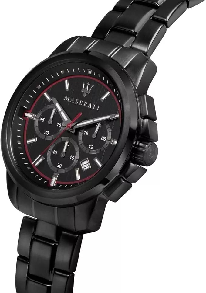 Maserati Successo Men's Chronograph Watch R8873621014 Black PVD Steel 44mm Dial