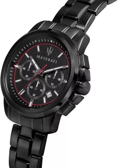 Maserati Successo Men's Chronograph Watch R8873621014 Black PVD Steel 44mm Dial