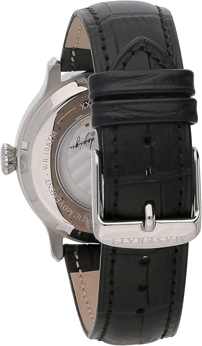 Maserati Epoca R8821118005 Men's Automatic Watch Leather Strap Silver Dial 42mm
