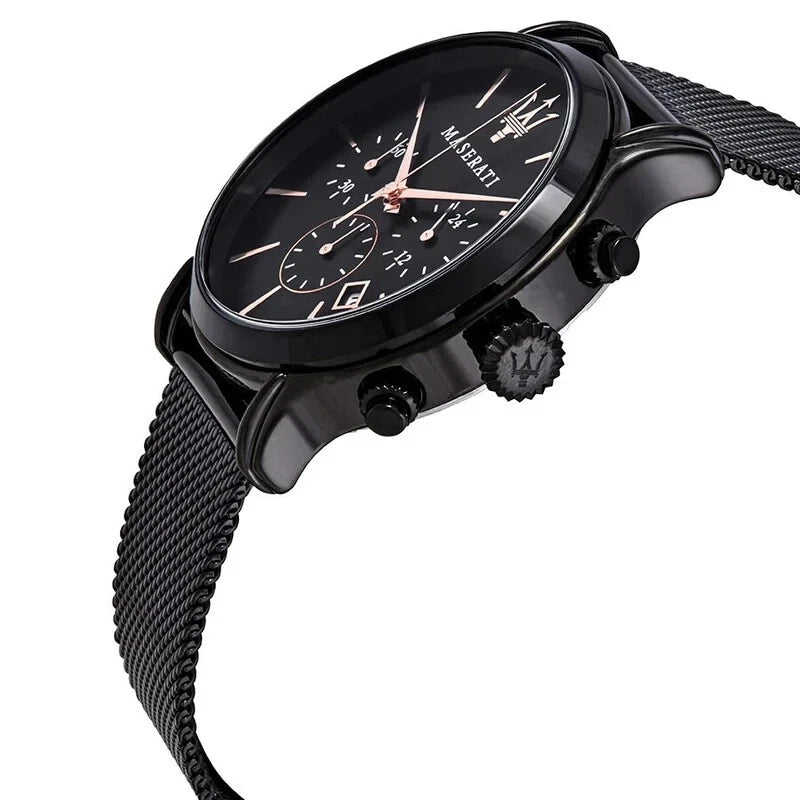 Maserati Epoca Men's R8873618006 Quartz Steel Watch Black Dial Black Strap 42mm