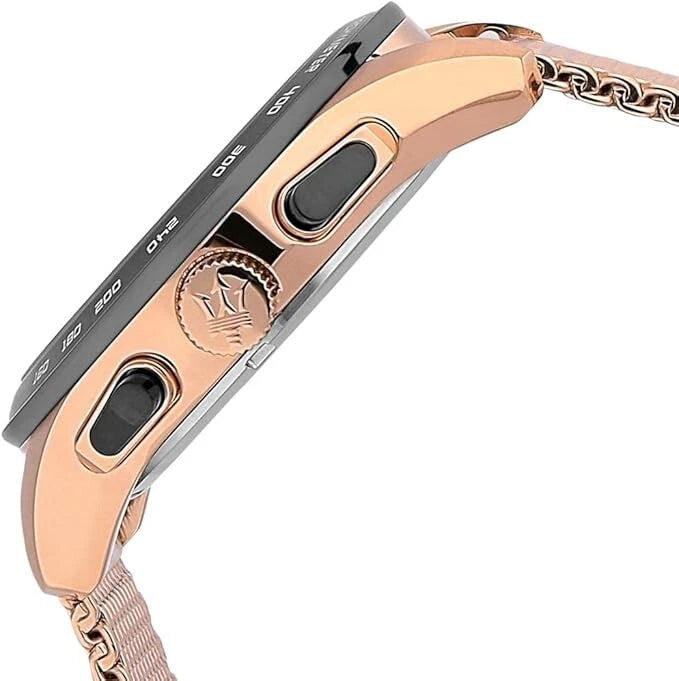 Maserati Traguardo Men's R8873612011 Quartz Rose Gold Milanese Mesh Watch 45mm
