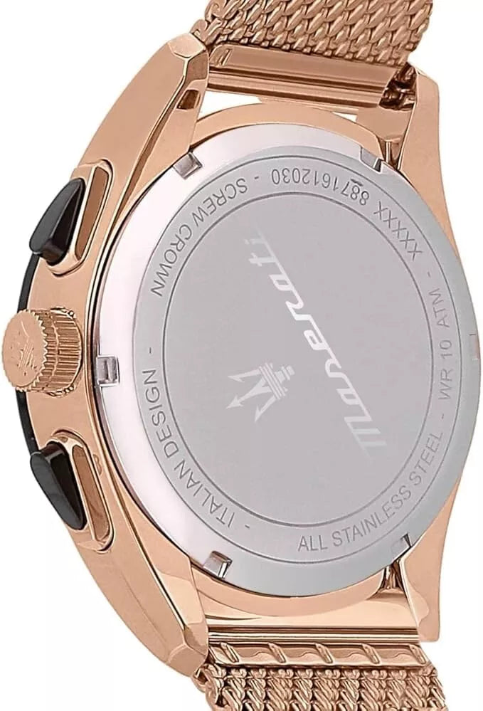 Maserati Traguardo Men's R8873612011 Quartz Rose Gold Milanese Mesh Watch 45mm